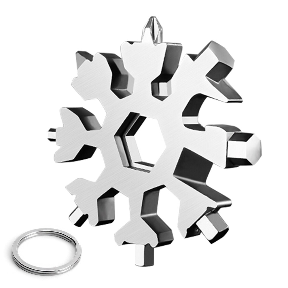 Portatile 18 In 1 Mini fiocco di neve Multi tasca strumento chiave chiave esagonale campo multiuso sopravvivere escursione all&#39;aperto portachiavi portachiavi: C