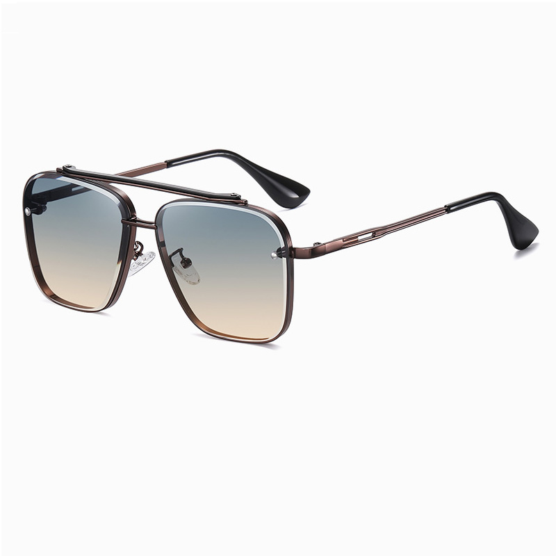 Gafas de sol de color degradado Gafas de sol con montura metálica grande para hombre Protección UV400 para mujer: Rojo