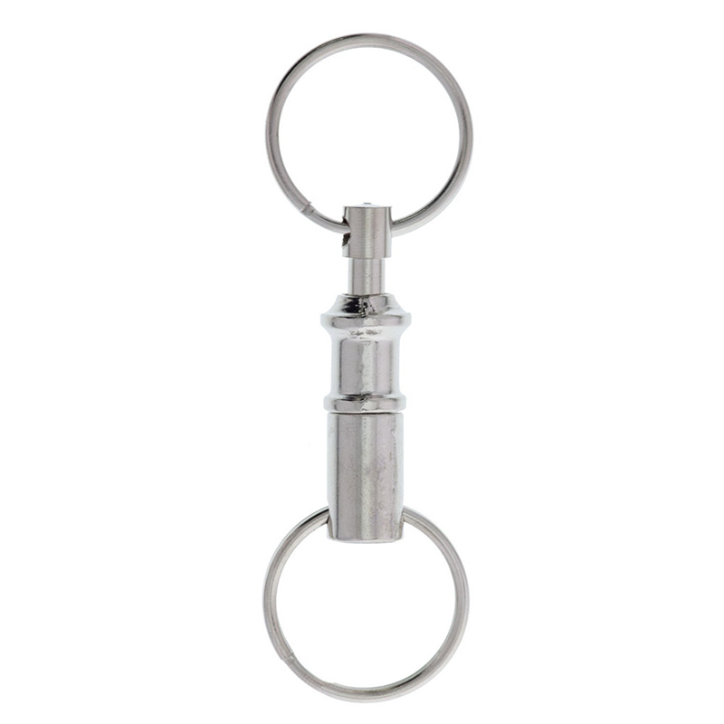 1PCS Dual Detachable Key Chain Snap Lock Holder Steel Chrome Pull-Apart Key Rings Removable Keyring Keychain