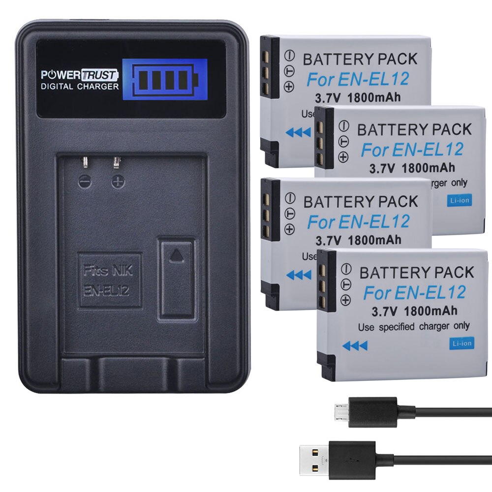 2Pcs EN-EL12 ENEL12 EN EL12 Kamera Batterie + LCD USB Ladegerät für Nikon Kamera Coolpix S9900 S9700 AW120 S9500 AW110 S70: 4Battery and Charger