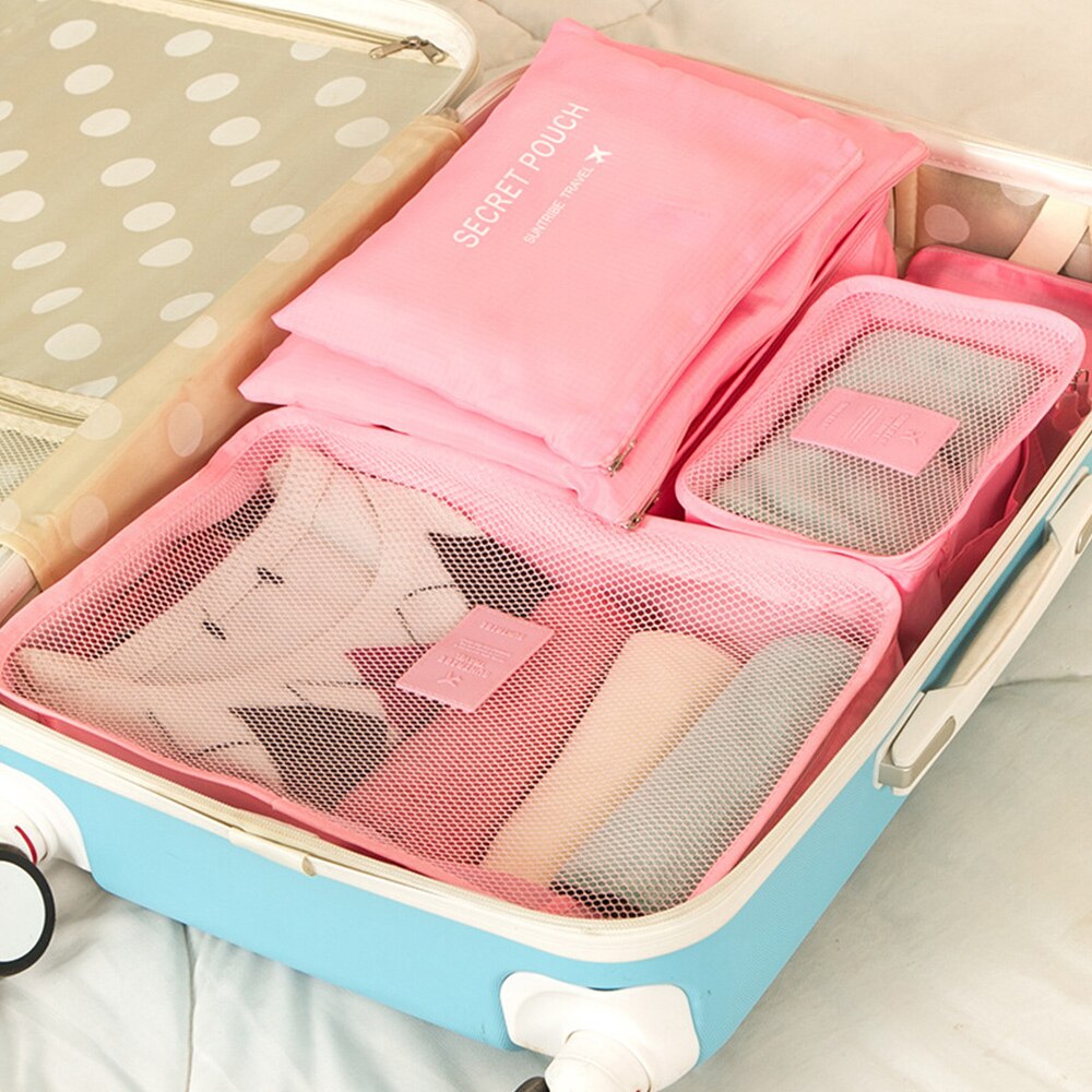 6pcs Travel Storage Bag Set for Clothes Tidy Organizer Wardrobe Suitcase Pouch Travel Organizer Bag Case Shoes Packing Cube Bag