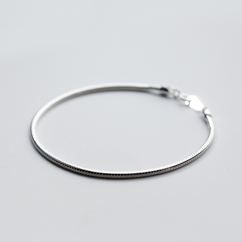 Mloveacc 100% 925 Sterling Zilver Koreaanse Stijl Eenvoudige Glossy 2 Mm Snake Chian Armband Charm Sieraden Vrouwen Populaire: Default Title