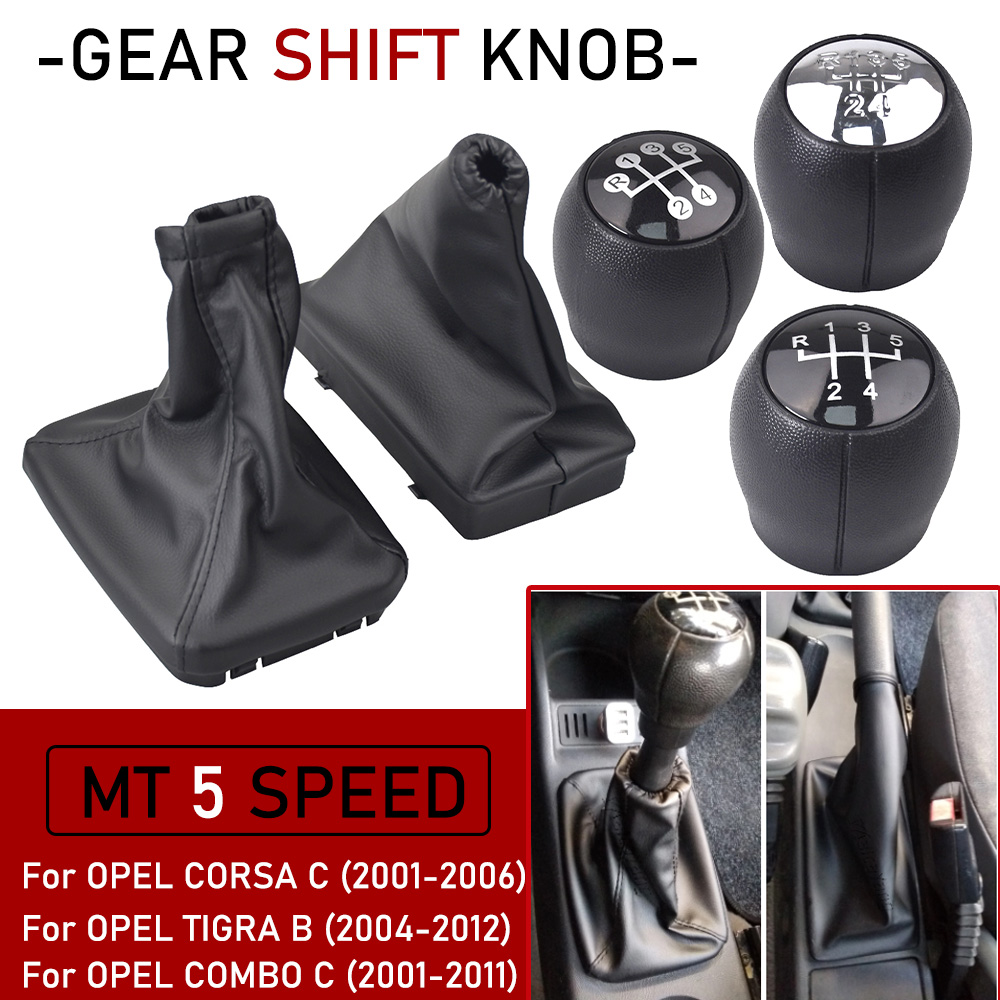 Passend für OPEL CORSA C (01-06) TIGRA B (04-12) COMBO C(01-11) Auto MT 5-Gang-Schaltknauf mit Gamasche, Kofferraumabdeckung, Handbremsengehäuse