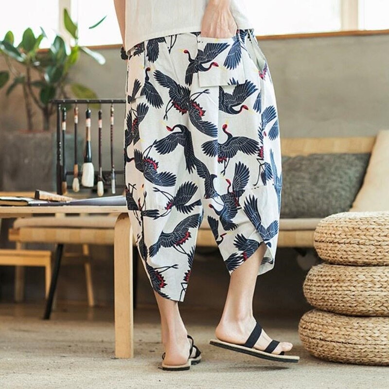 Online chiński sklep letnie spodnie Harem spodnie kimona Plus rozmiar luźne chińskie spodnie człowiek azjatyckie Streetwear Kimono spodnie FF2743