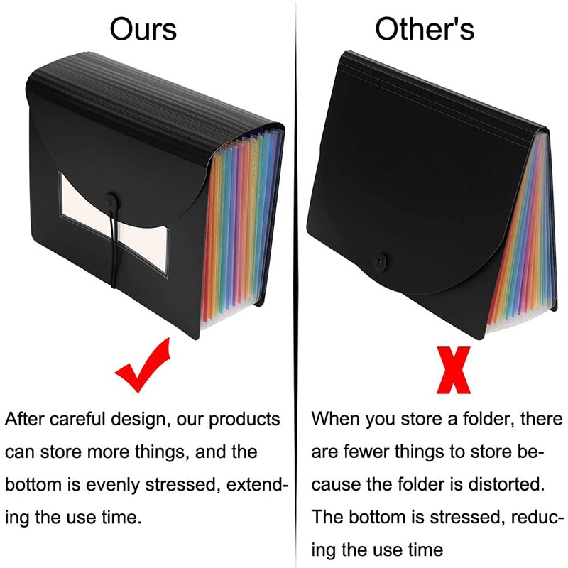 Rozkładana teczka 12 kieszenie Organizer na dokumenty pudełko na dokumenty, A4 akordeon rachunek/dokumenty/foldery paragonów z kolorowymi zakładkami