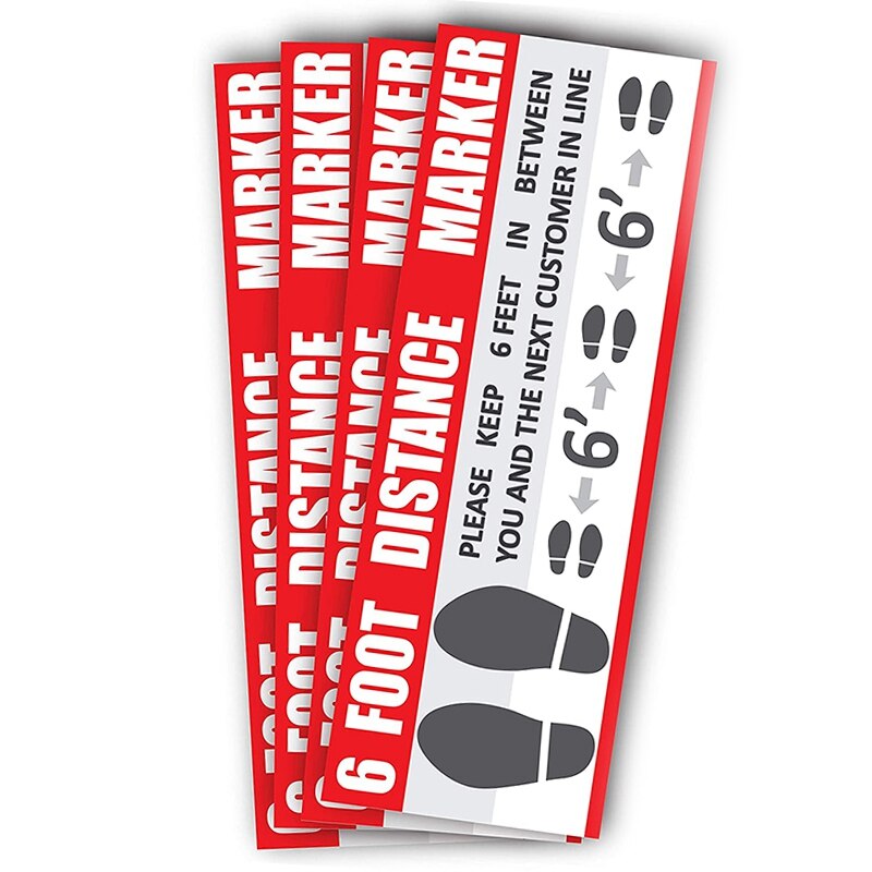 5Pcs/Lot Social Distancing Keep 6 Feet Distance Marker Decal Reflective Stickers for Market Shop Floor Decals