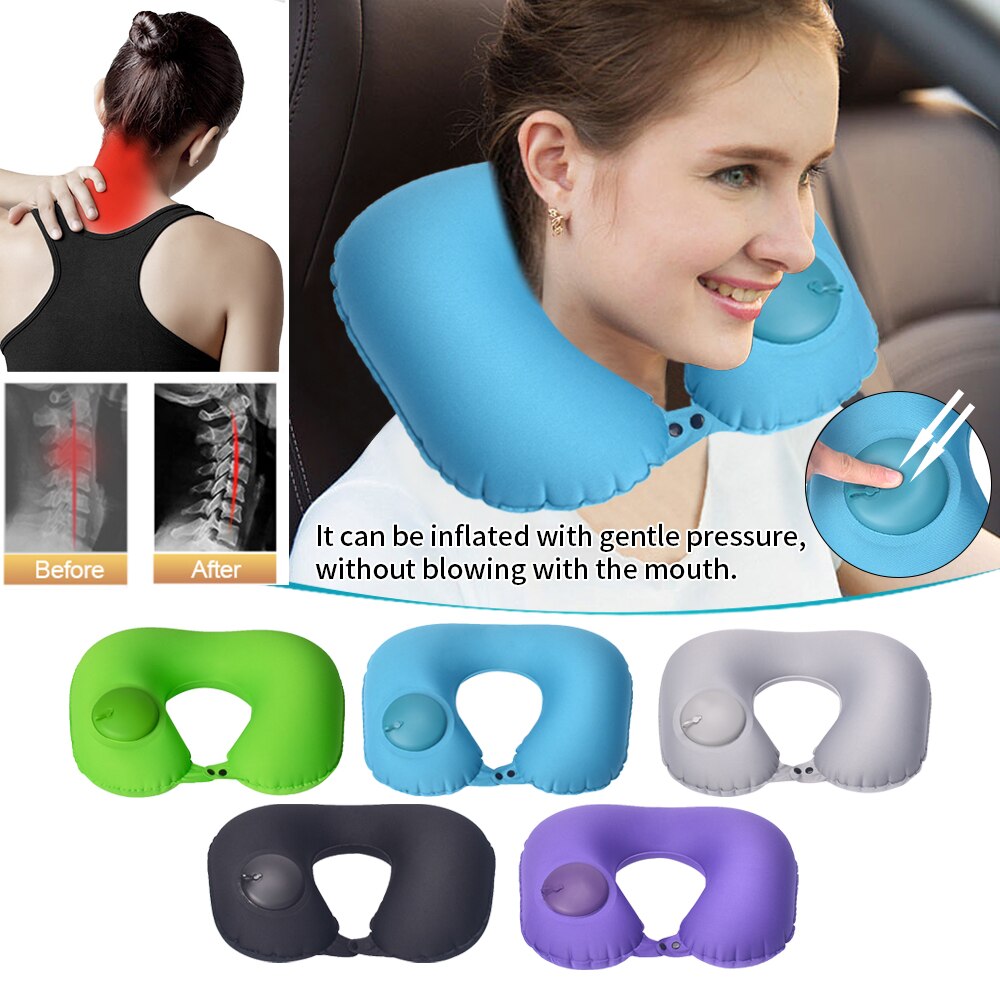 Inflatable U-shaped Pillows Travel Slow Rebound Portable Neckrest Travel Folding Memory Foam Train Airplane Outdoor Pillow