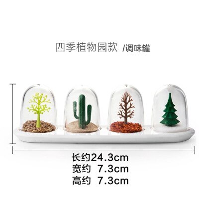 4PCS/SET Cute Seasoning Box Plant Animal Seasoning Bottles Kitchen Spice Storage Bottle Plastic Spice Jar Box: Season