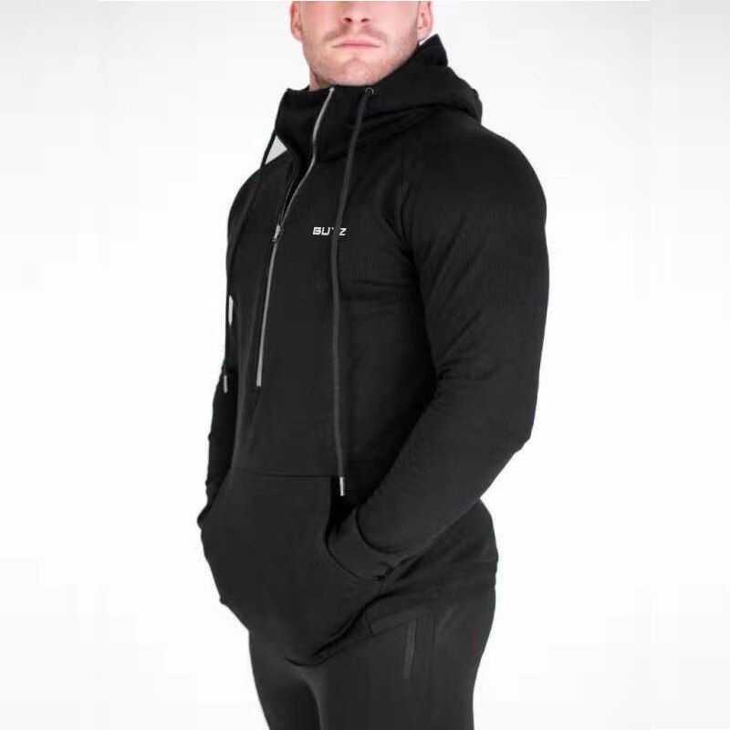 Muskel kondisjonstrening for menn løping sport basketball hettegenser ren bomull casual løs plus size trend hettejakke med glidelås