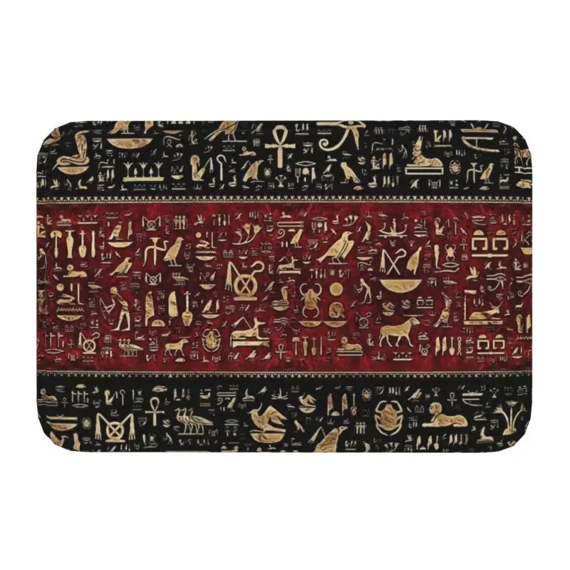 Alte ägyptische Götter und Hieroglyphen Haustür matt rutsch feste saugfähige ethnische Ägypten Fuß matt Wohnzimmer Eingang Teppich Teppich: Licht Grau