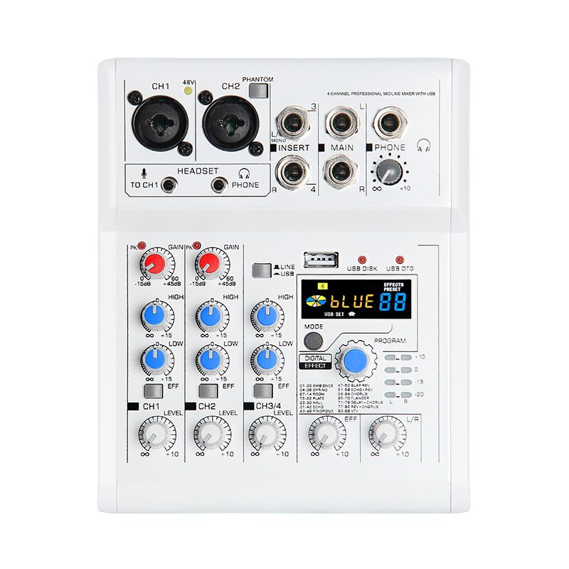E4 Amplifier Sound Power Dj Console Speaker Digital Channel System 88 With Mixing For Mini Microphone Audio Mixer: Default Title
