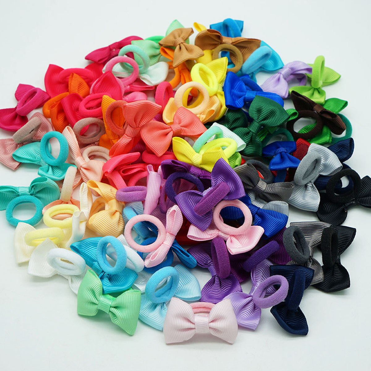 Accesorios para el cabello para niños, 10 Uds., lazo, banda de goma, anillo para el pelo, Color caramelo, tocado para bebé, accesorios para el cabello: Random color B