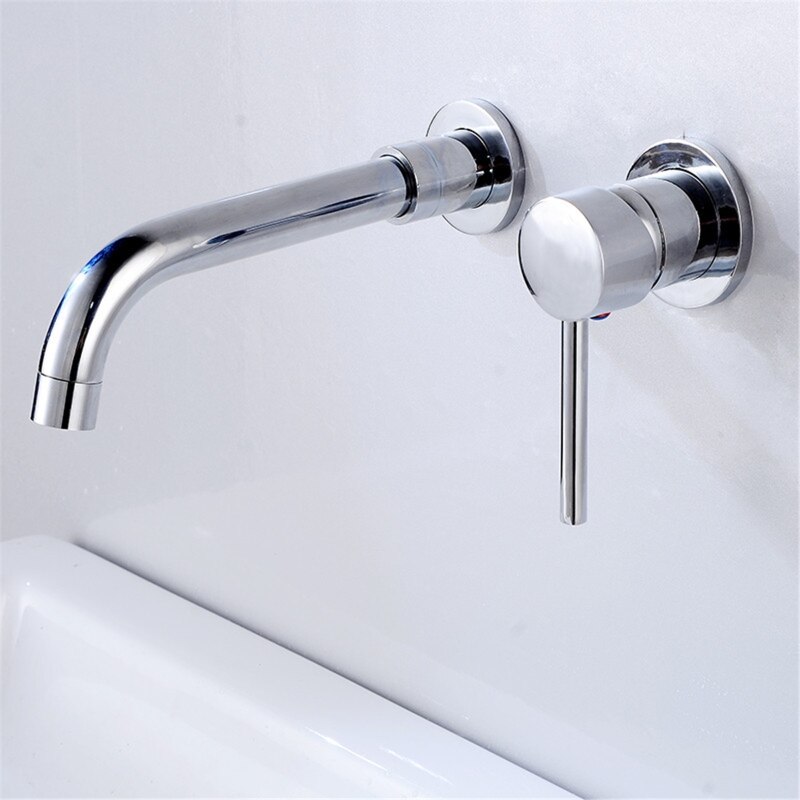 Modern Wall-Mount Mixer Tap Bathroom Sink Faucet Swivel Wall Spout Bath