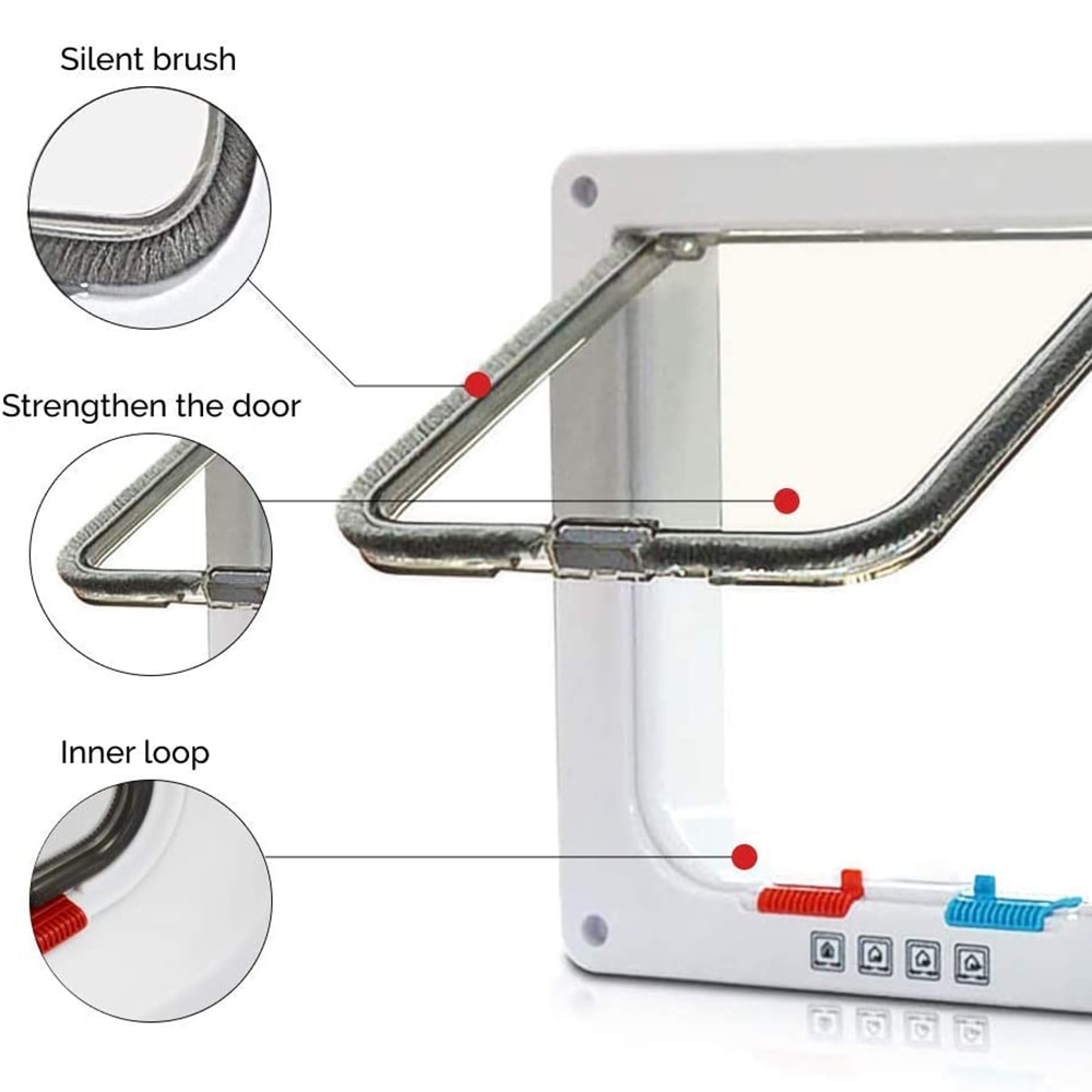 Smart Cat Door Magnetic Pet Door With 4 Way Lock Flap Kitten Puppy Safety Gate Durable Locking Security For Dog Doors Supplies