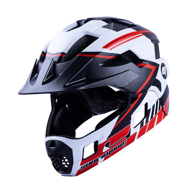 Sunrimoon Full Face bicycle Helmet Kids Detachable Helmet Cycling Outdoor Sports Safety Helmet for Children Skateboarding Roller: White red black