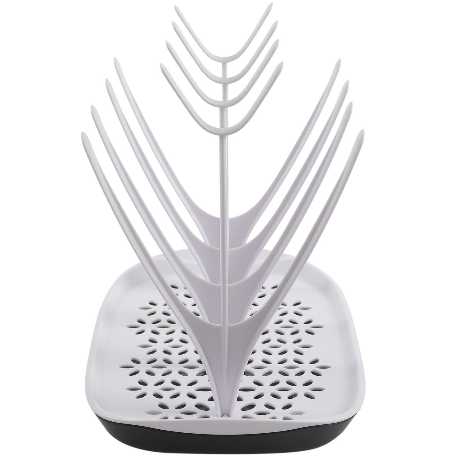 Cremalheira removível do copo da prateleira do dreno da cremalheira de secagem da garrafa do bebê para 8 garrafas + acessórios, branco