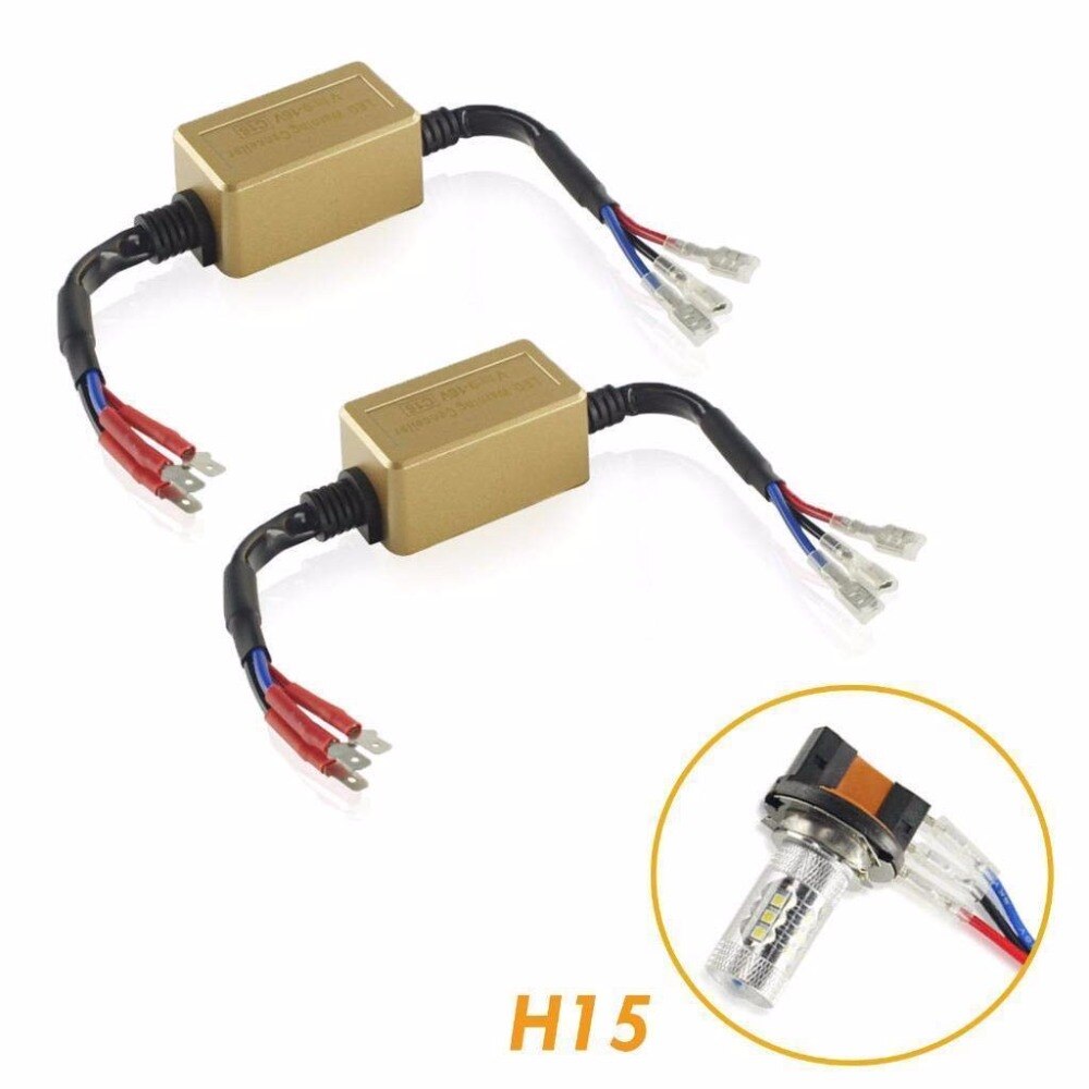 Pair H11 H15 H4 H7 9007 9005 LED CAN-BUS Warning Error Free Decoder Canceller Capacitor Anti-flicker Resistor harness Systems