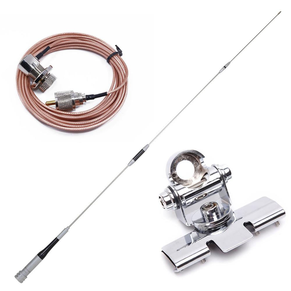 SG-7500 de diamante de doble banda UHF/VHF, 144/430MHz, de acero inoxidable, 150W, 3,5/6.0dBi, antena de ganancia SG7500 para Radio móvil de coche HamAmateur: With antenna set 2