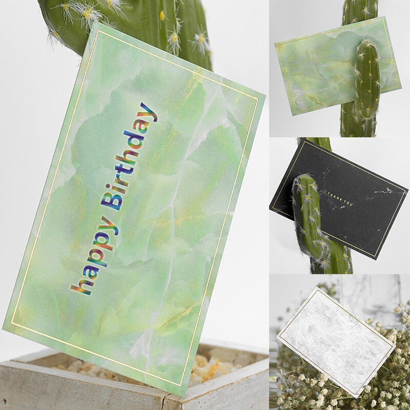 1PC Marbled Gold Stamping Card Fold Greeting Card Birthday Wishes Wedding Invitation Card Festival Party Supplies
