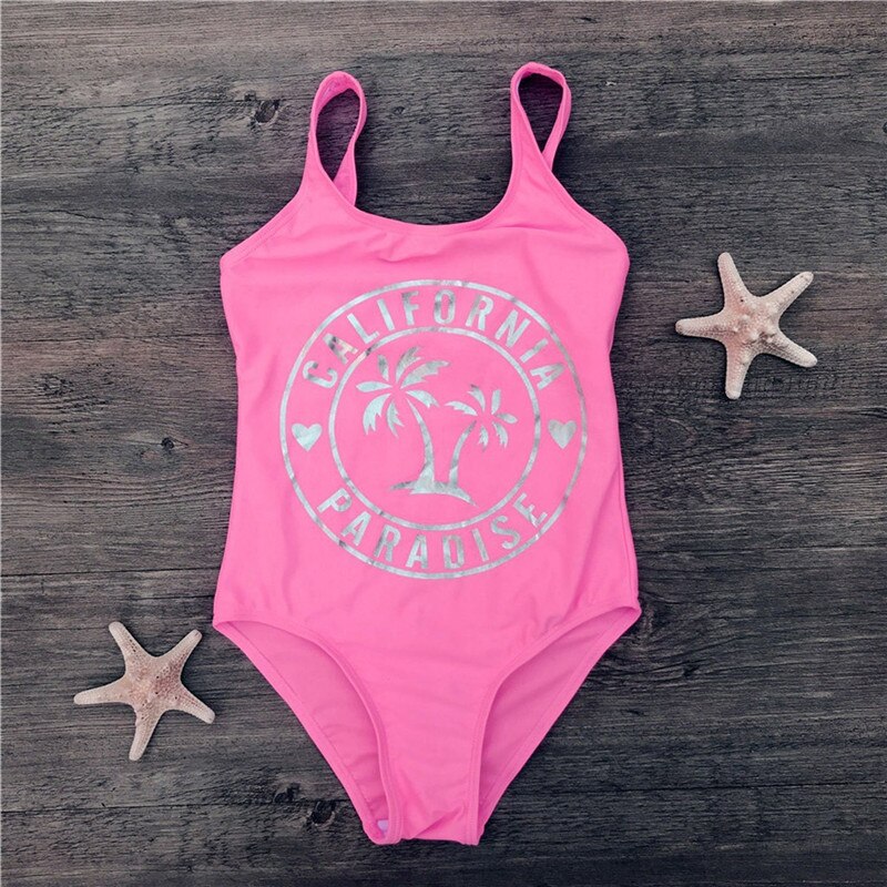 Kinderen Meisje Badpak Zomer Strand Bomen Print Stijl Meisjes Badmode Voor Kids Mouwloze Bikini Beachwear Badpak