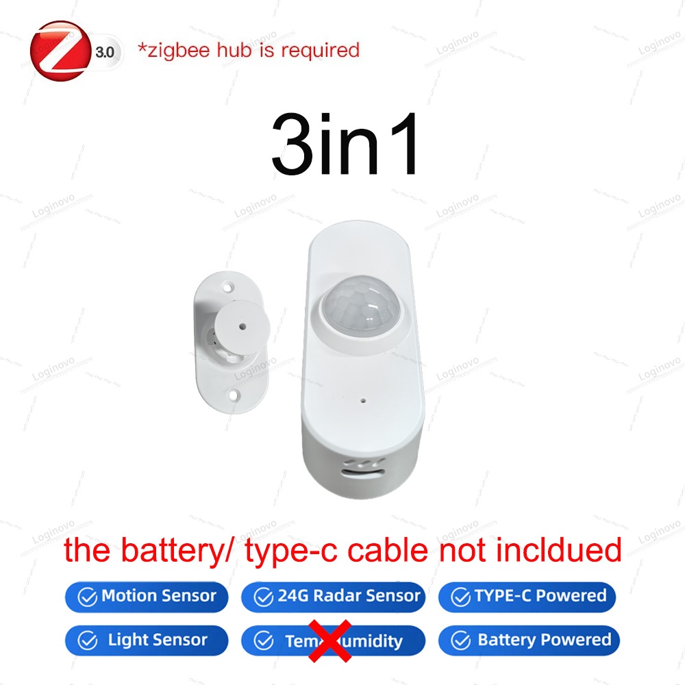 Czujnik obecności człowieka Zigbee Tuya 24G Radar Mmwave Wykrywacz ruchu z funkcją wykrywania jasności, temperatury i wilgotności 4w1: pakiet 2