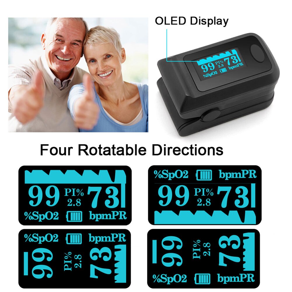 Portable Fingertip Pulse Oximeter Digital Finger Pulse Oxygen Saturation Monitor OLED Pulsioximetro SPO2 Blood Heart Rate Meter