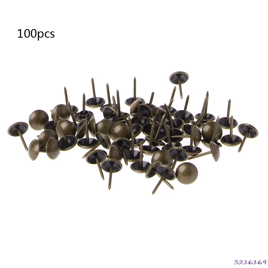 100 stuks antieke messing meubelspijkers, meubelspijkers, punaises, decoratie-accessoires: Bruin