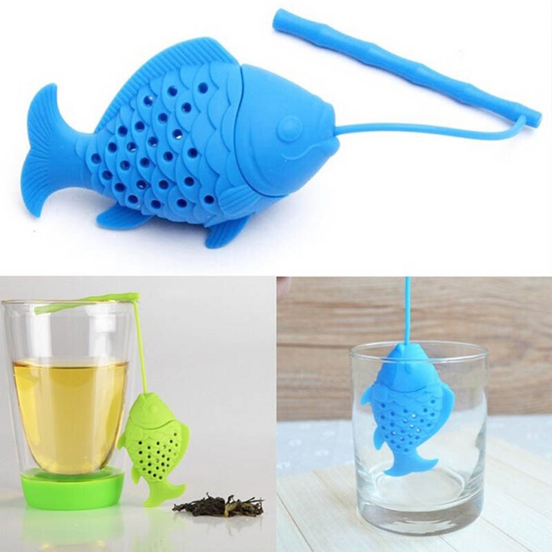 Køkkenudstyr te infuser te si giftfri 1 stk tekande tilbehør fiskeformet silikone tepose