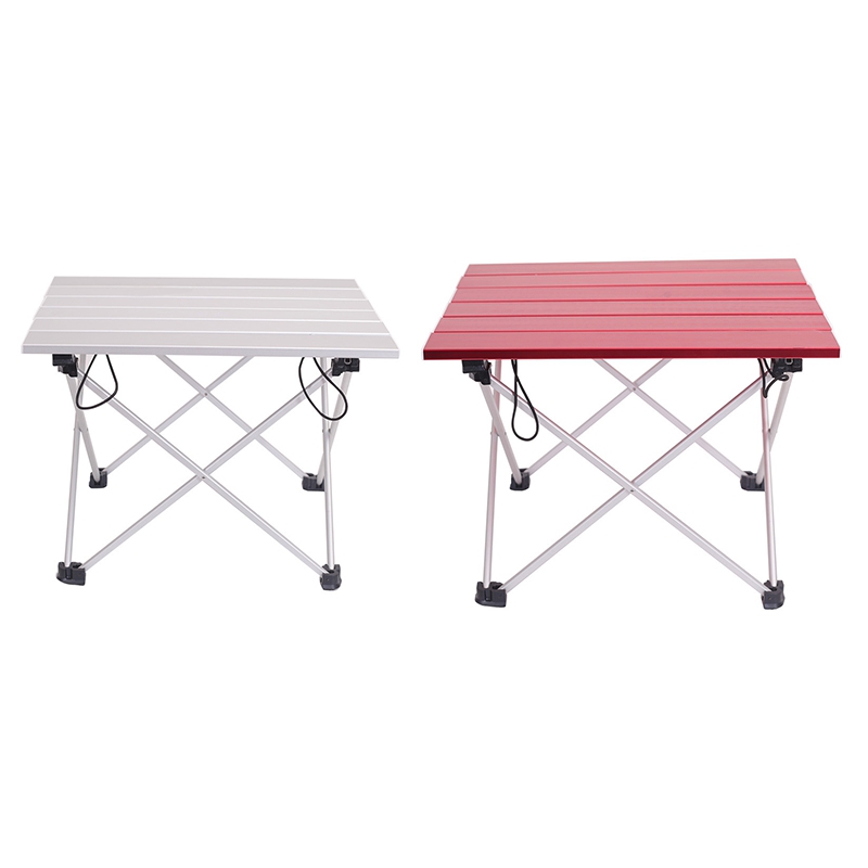 Aluminum Alloy Table Outdoor Camping Table Portable Folding Table Camping Self-Driving Table Silver