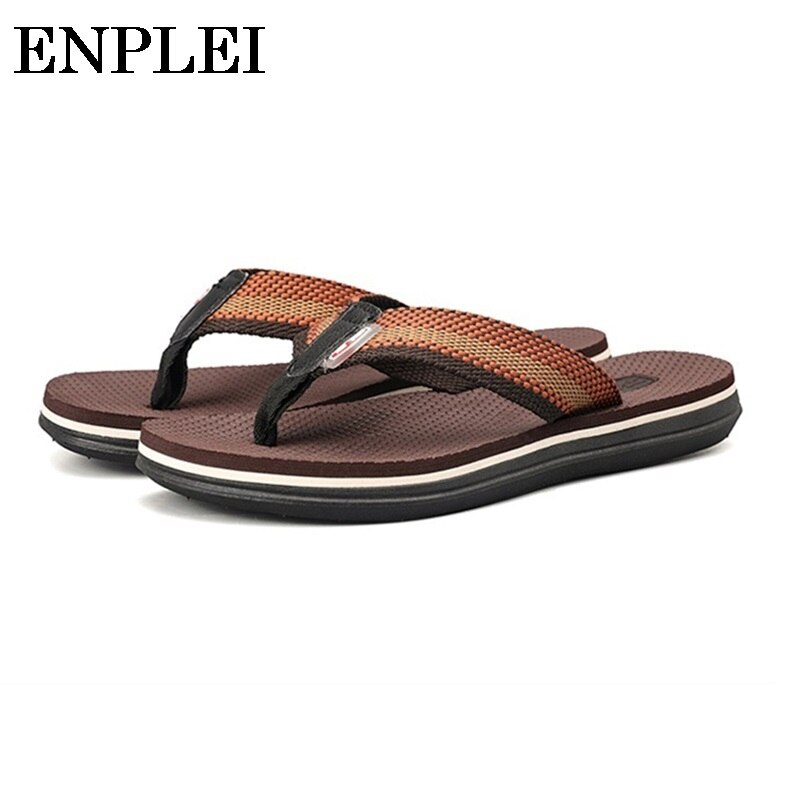 Enplei sandalias Hombre verano Casual Chanclas de playa ligero cómodo hombres Zapatillas de casa clásicas tamaño 39-44: Marrón / 8,5