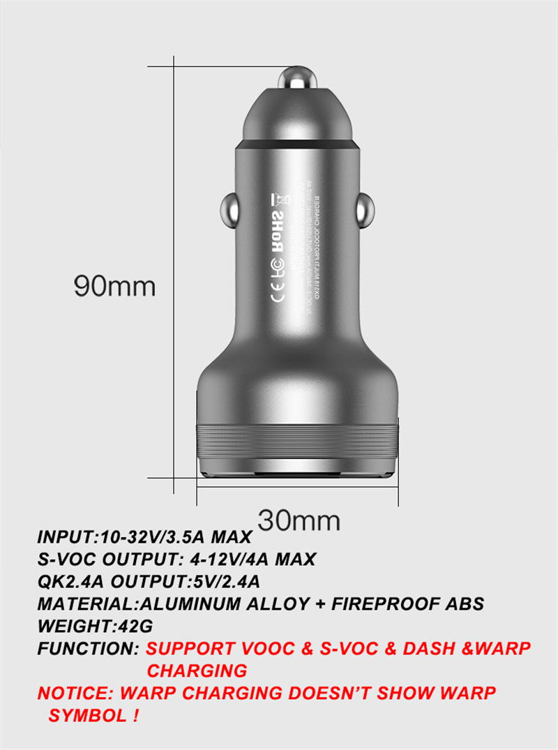 OnePlus 8 Pro Warp Car Charger S-Vooc Fast Car Charging Original OnePlus Cable For One Plus 8 7T 6T 5T 1+5 1+3 Dash Charger