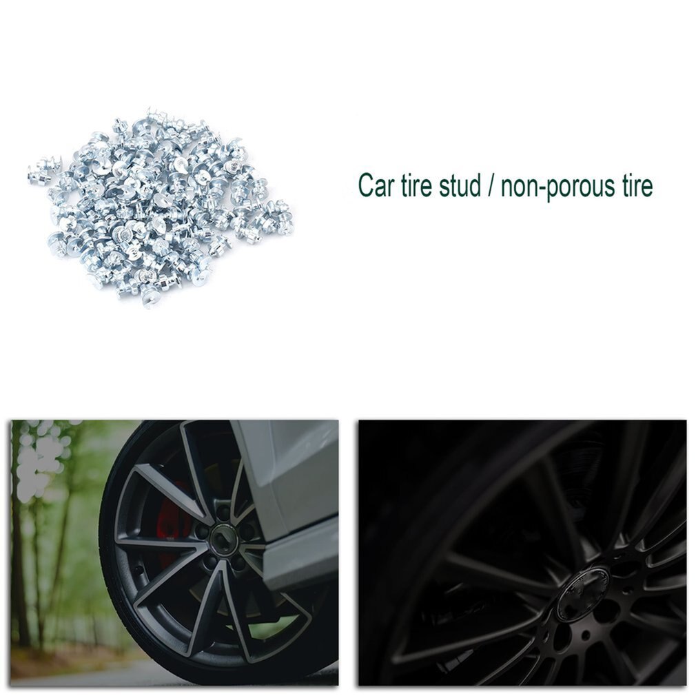 100pcs 7*9.8mm Spikes for Tire Studs Ice Stud Screw-In Studs Snow Chains for ATV Mini-Tractors Motorcycle Bicycle