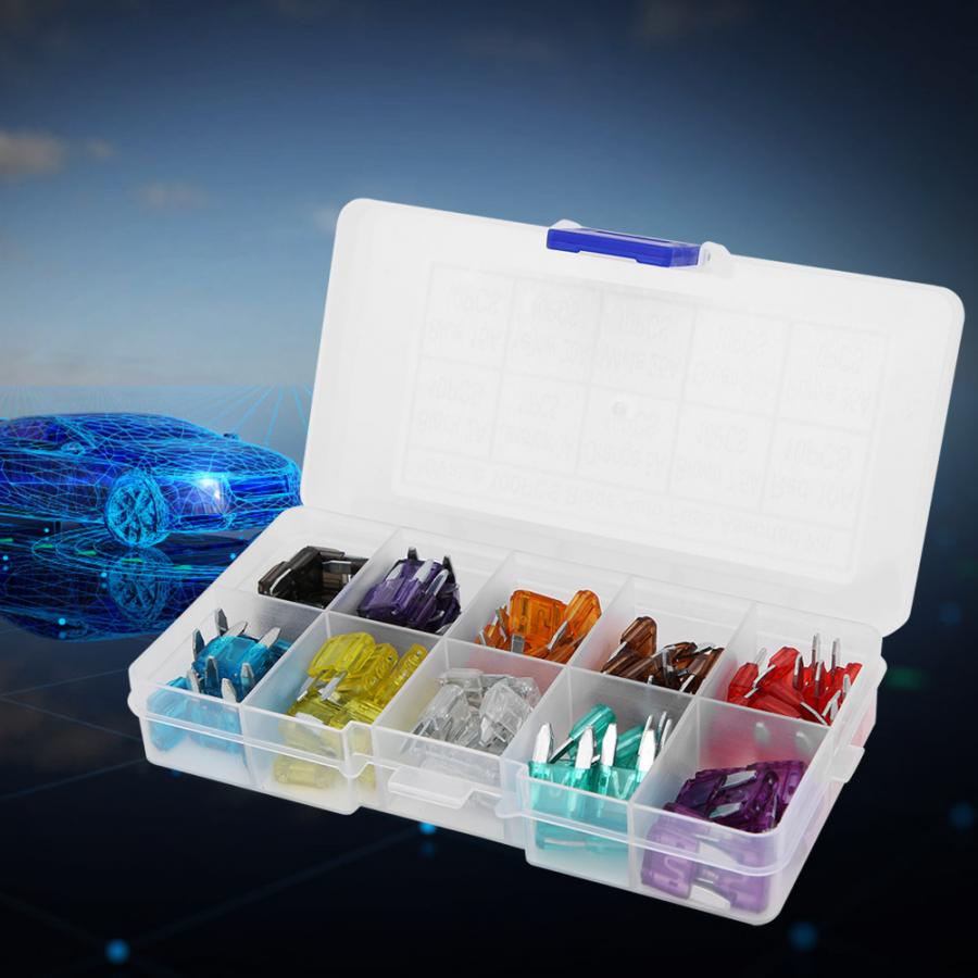 100Pcs Car Standard Blade Fuse Mini Zinc Alloy 2A 3A 5A 7.5A 10A 15A 20A 25A 30A 35A fusibles