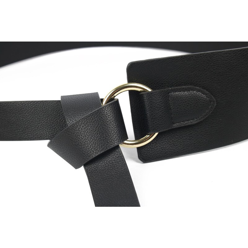 Negro corsé ancho cinturón de cuero corbata para mujer Obi pretina fina marrón lazo ocio cinturones para mujer boda cinturón para vestido señora