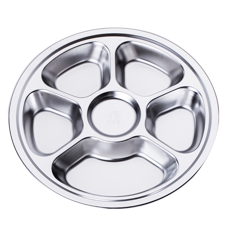 304 Stainless Steel Plate Round Shape Dining Restaurant Tray Thickened Round Separator Plate