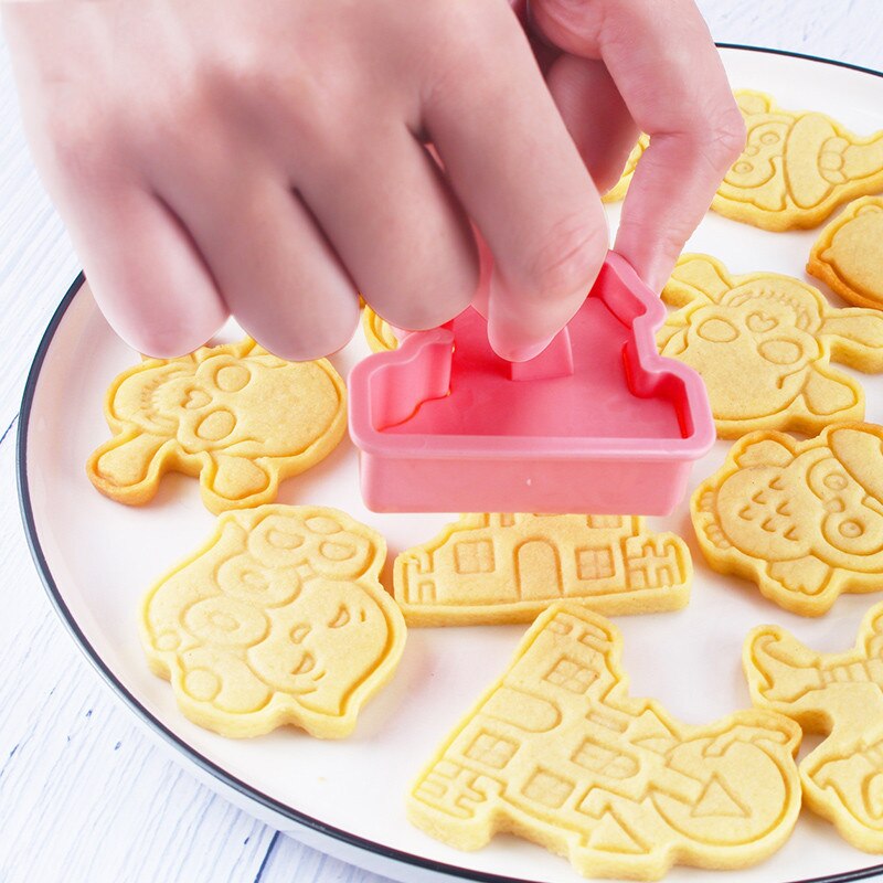 6 Stks/set Happy Halloween Bakvormen Cookie Mold Biscuit Mold Diy Cartoon Druk Bakvorm Halloween Party Cookie Gereedschap