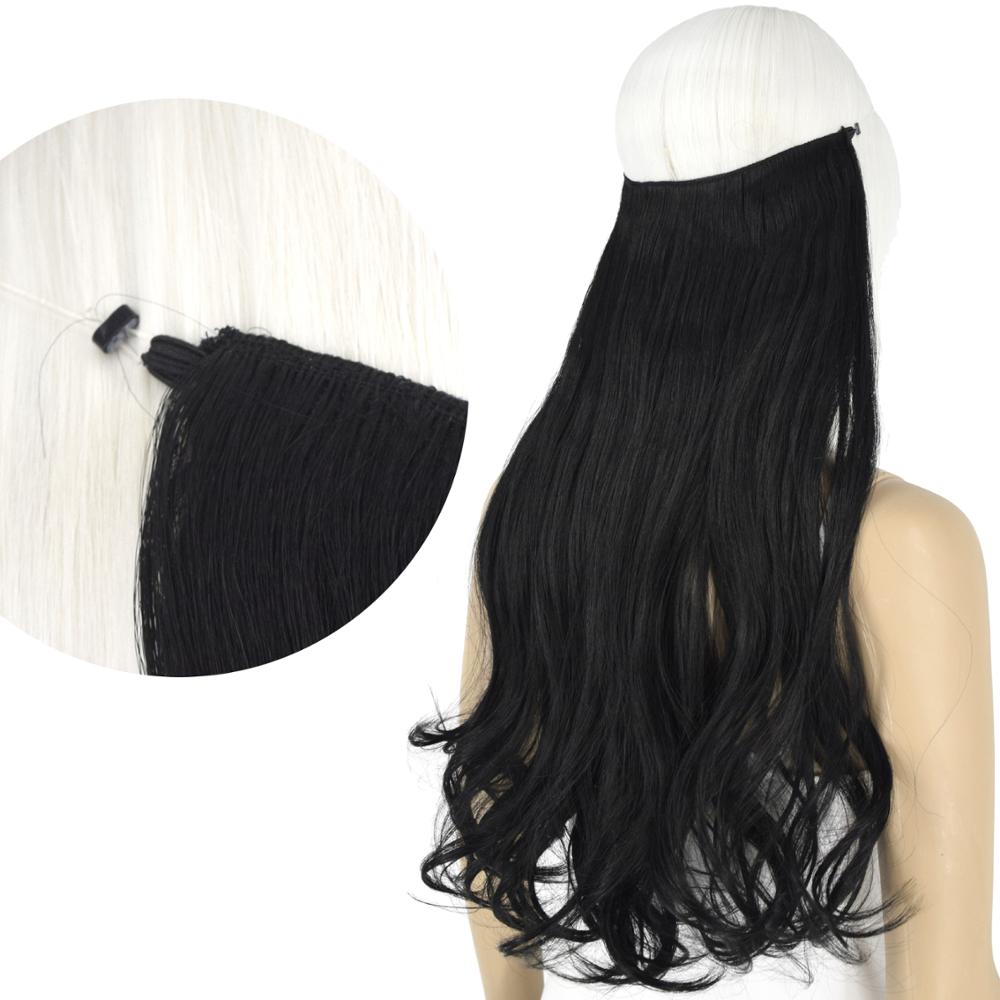 Extensions de cheveux de Halo de TOPREETY ondulent les postiches cachées par fil élastique Invisible aucune Fiber synthétique résistante à la chaleur d'agrafe TPYLW90