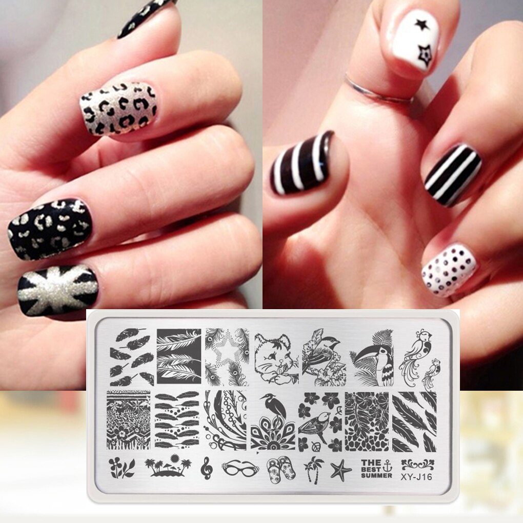 Pochoirs à ongles en , 1 pièce, modèles de tampons pour vernis à ongles en Gel, plaque d'image de manucure