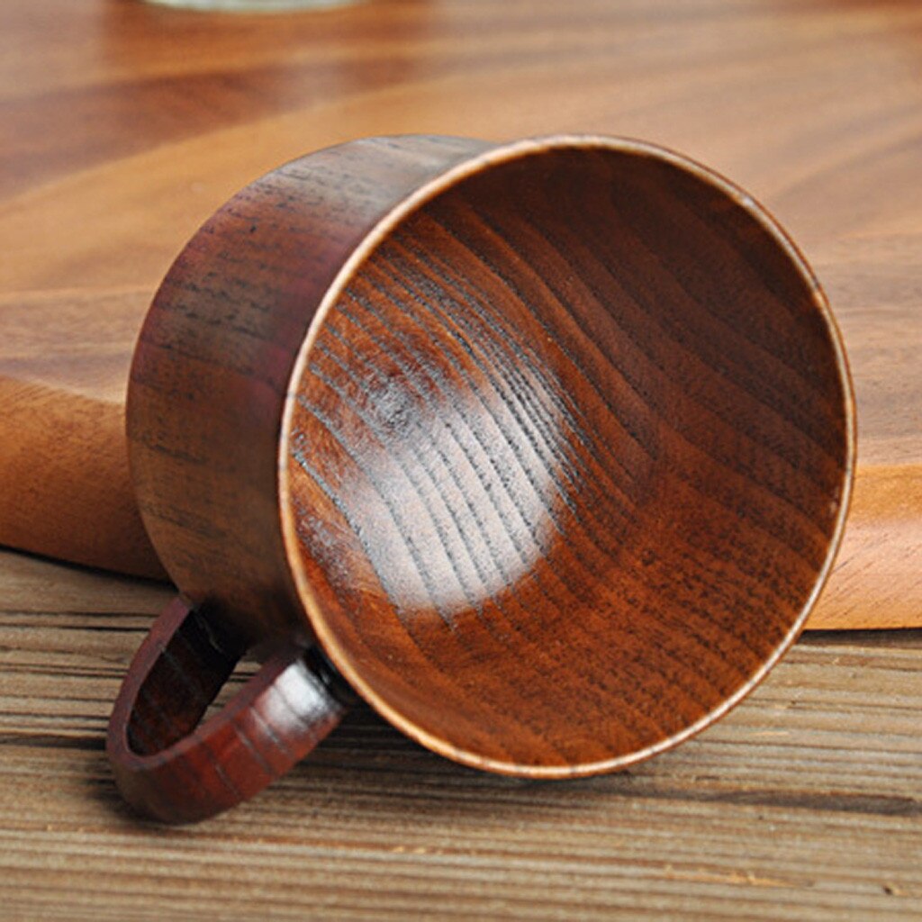 Taza de madera Natural para café, té, cerveza, jugo, leche, agua, vaso artesanal