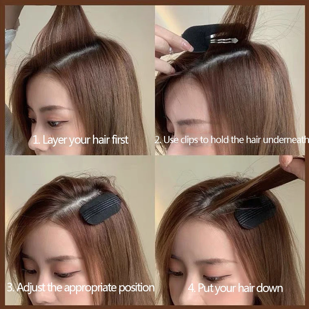 Ladies Breathable Fluffy Hair Clips Invisible Hair Pads Root Pads Sponge Makeup Comb Princess Hair Styling Tools