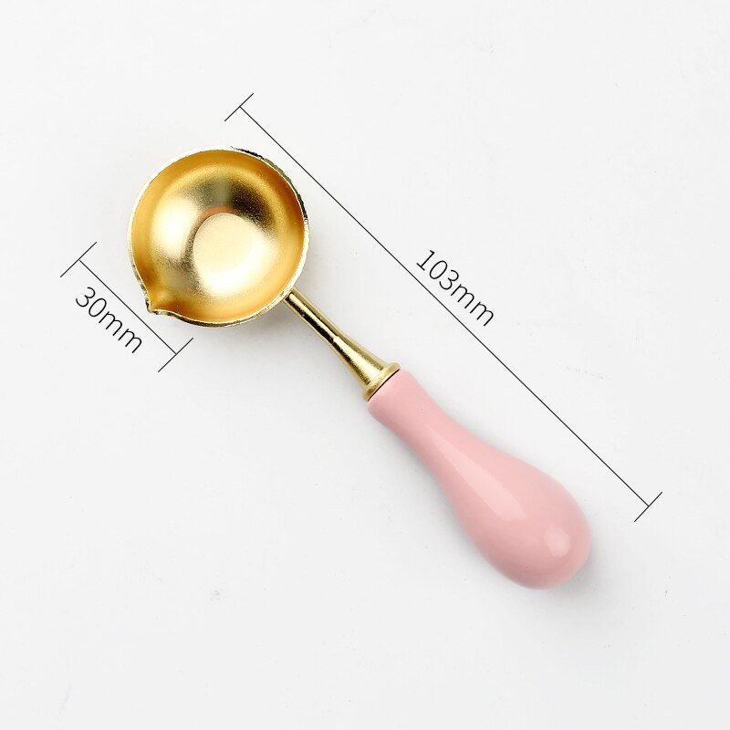 Manico in legno sigillo cucchiaio timbro cera strumento di riscaldamento biglietto di auguri di nozze fai da te cera perlina cucchiaio sigillo cucchiaio di cera di fusione inossidabile: rosa maniglia