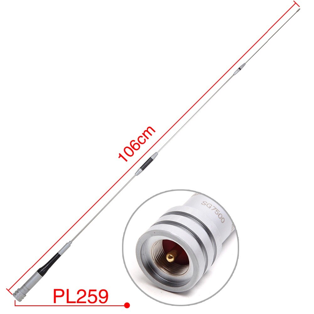 SG-7500 de diamante de doble banda UHF/VHF, 144/430MHz, de acero inoxidable, 150W, 3,5/6.0dBi, antena de ganancia SG7500 para Radio móvil de coche HamAmateur