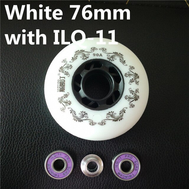 branded SCHAATSEN 3rd 90A inline skates wiel remmen roller blade rodas slide schaatsen ruedas voor sliding paiting: 76mm White ILQ11