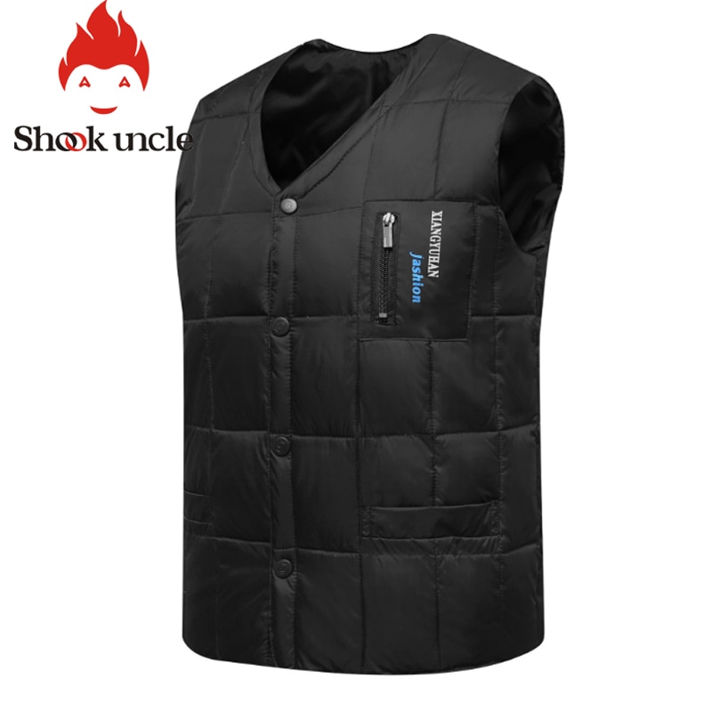 80%  witte eendendons vesten heren herfst winter warm mouwloos v-hals bodywarmer vest dikke slanke casual heren vest