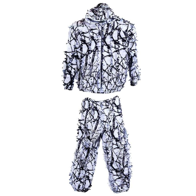 1 Juego de ropa de camuflaje blanco para nieve al aire libre ropa de la cubierta de la hoja de arce ropa de caza camuflaje nieve invierno cálido Clothin Y2E2