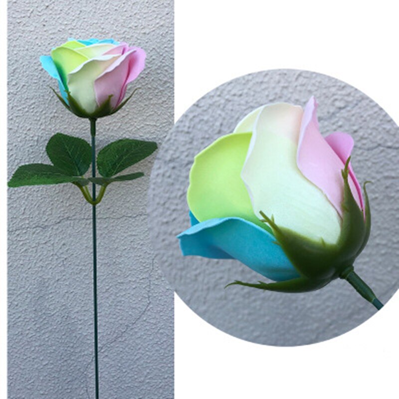 25 Stks/doos Kleurrijke Zeep Rose Decoratieve Bloemen Zeep Bloemblaadje Bruiloft Gunsten Valentijnsdag Cadeau Regenboog Rose Boeket