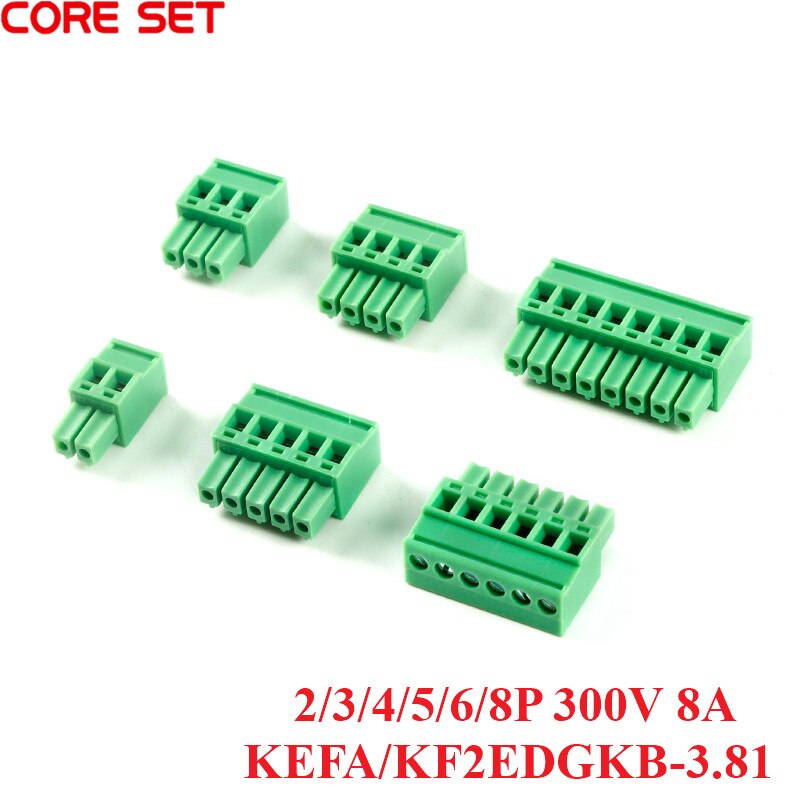 5Pcs KF2EDGKB Pcb Verticale Connector Plug-In Terminal Toonhoogte 3.81Mm Connector 2/3/4/5/6/8P Klemmenblok 300V 8A Pluggable
