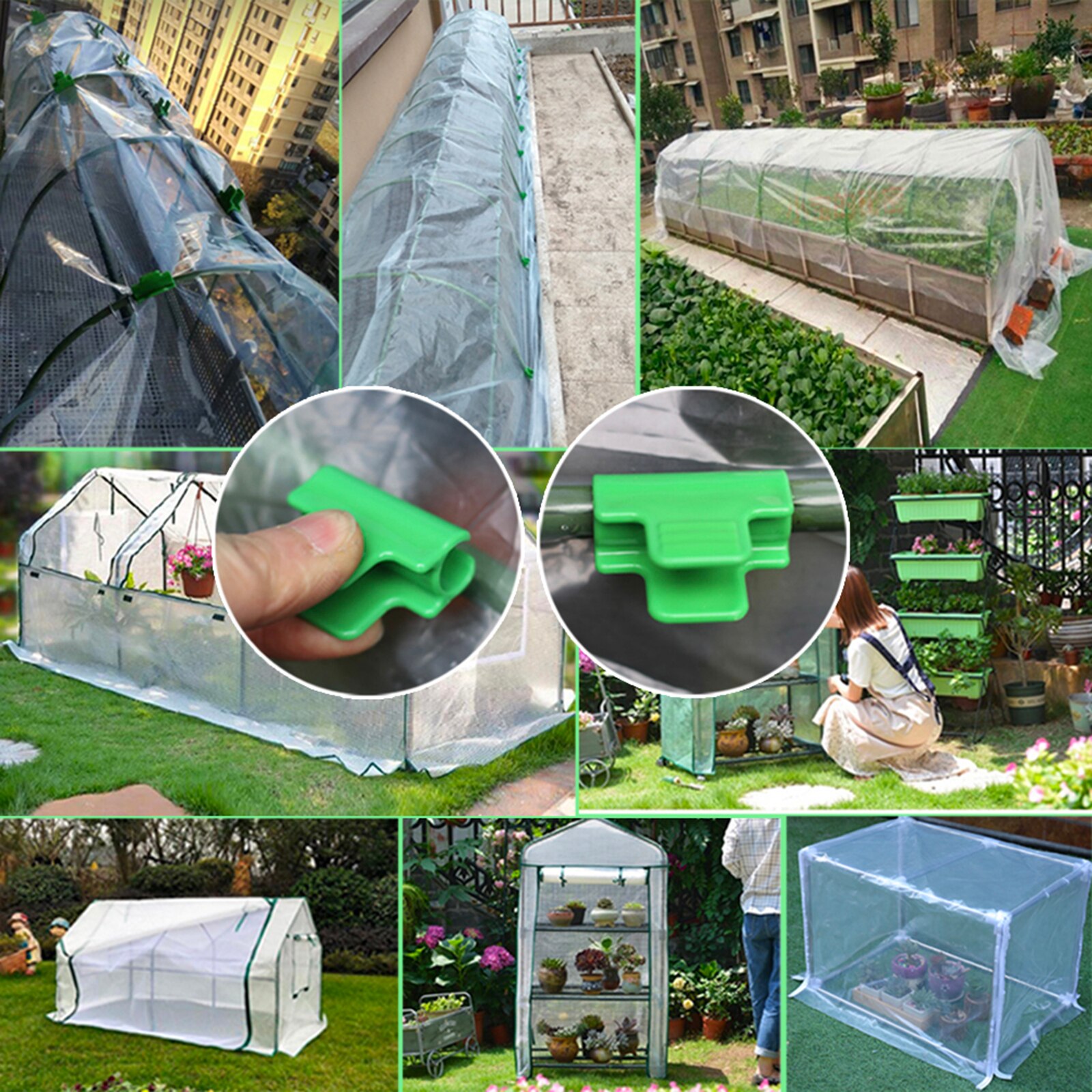 Greenhouse Clip 24Pcs Plastic Greenhouse Film Clip Clamp Gardening Tool Greenhouse Accessories for 16mm Tube