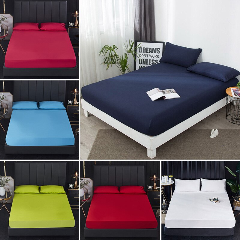 1Pc Waterdichte Matrashoes Voorzien Laken Pad Protector Effen Kleur Sprei Koningin/Koning Twin Matras Cover Protector