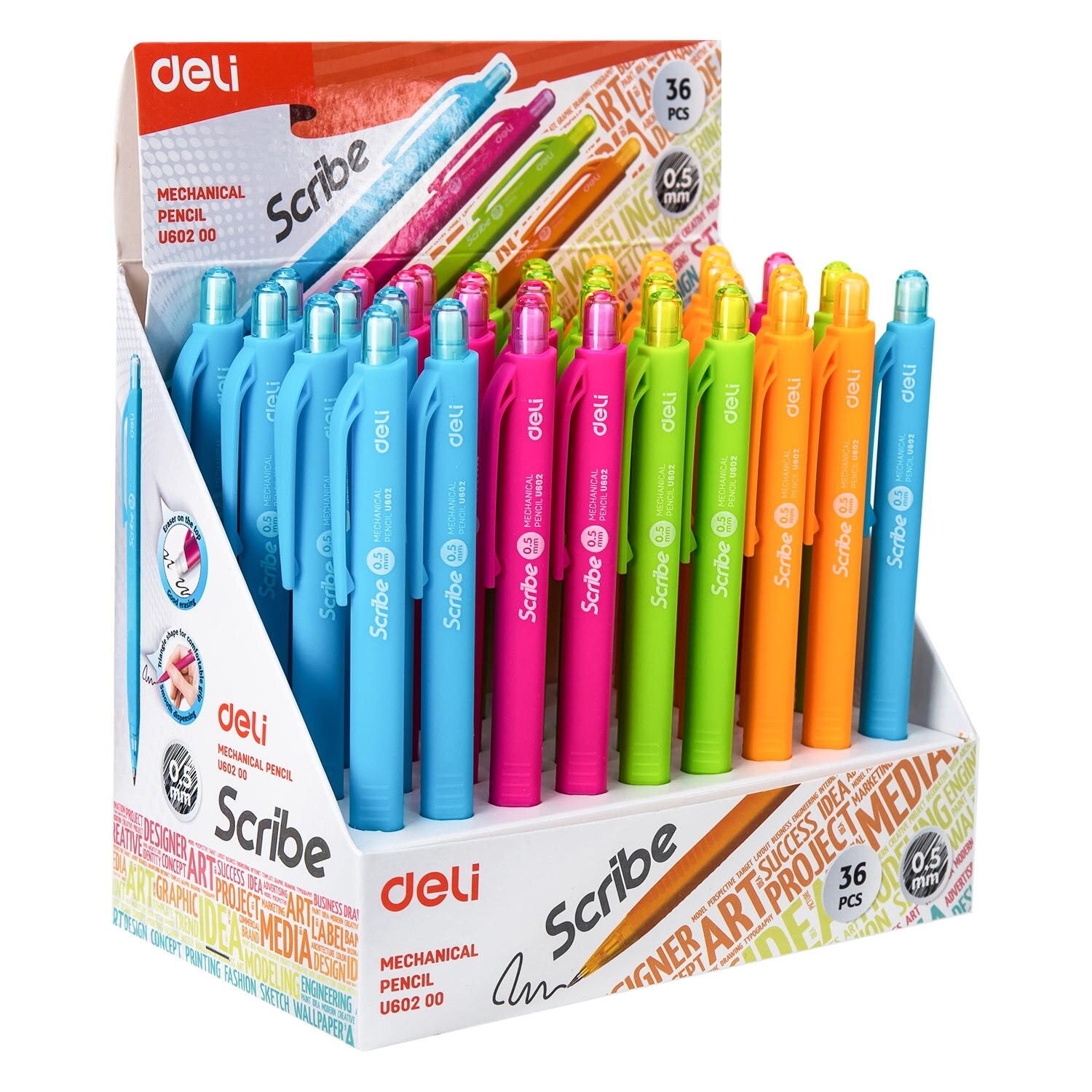 Deli Mechanical Pencil 0.5mm 0.7mm 2B Black Lead 4PCS/Lot Student Writing Pen Color School Stationery EU60200 EU60300
